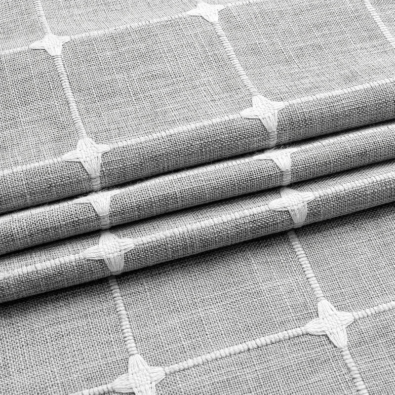 jacquard linen shower curtain with tassels, view 6 - MRSLM