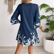 lotus sleeve floral print dress, view 2 - MRSLM