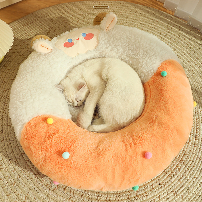 Cozy round plush pet nest bed, view 4 - MRSLM