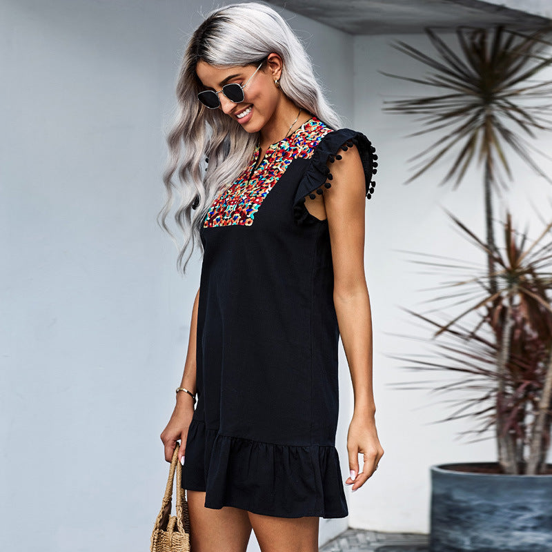 women's V-neck A-line dress, view 5 - MRSLM