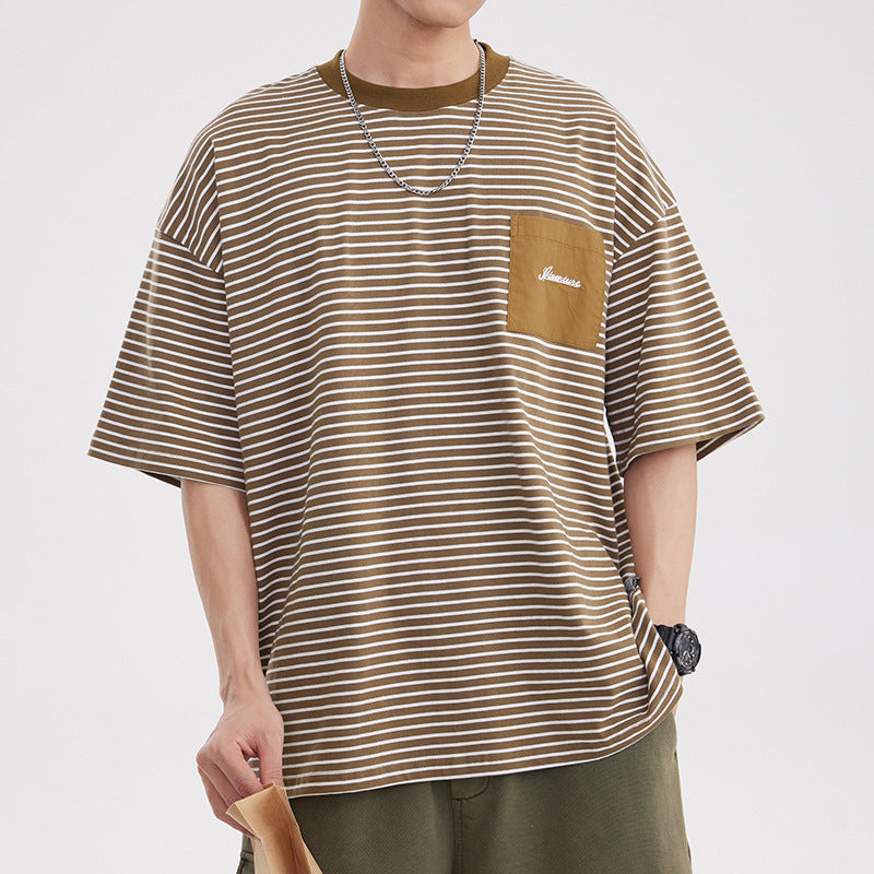 Vintage Stripe Patchwork Pocket Men&
