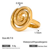 gold plated spiral stainless steel ring, view 2 - MRSLM