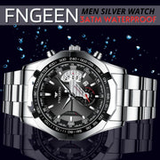 classic silver men's quartz watch, view 3 - MRSLM