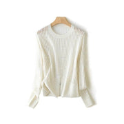 hollow out silk blend sweater, view 9 - MRSLM