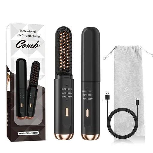 cordless beard and hair straightener brush, view 2 - MRSLM
