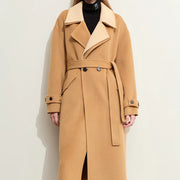 minimalist wool coat with contrast stitching, view 5 - MRSLM