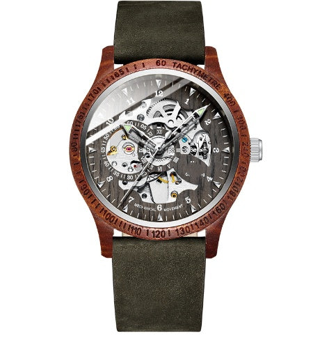 wood alloy automatic watch, view 3 - MRSLM