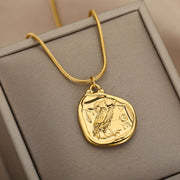 Gold owl pendant necklace, view 4 - MRSLM