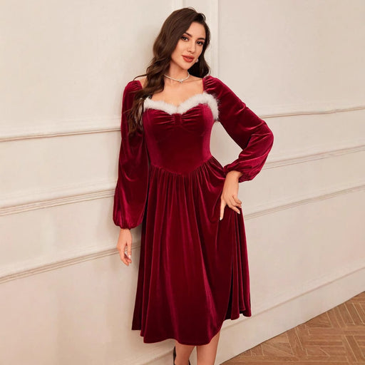 women's vintage red party dress - MRSLM