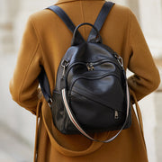 genuine leather plaid backpack, view 2 - MRSLM