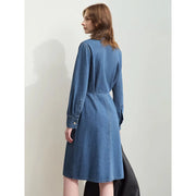denim shirt dress with lapel collar, view 5 - MRSLM