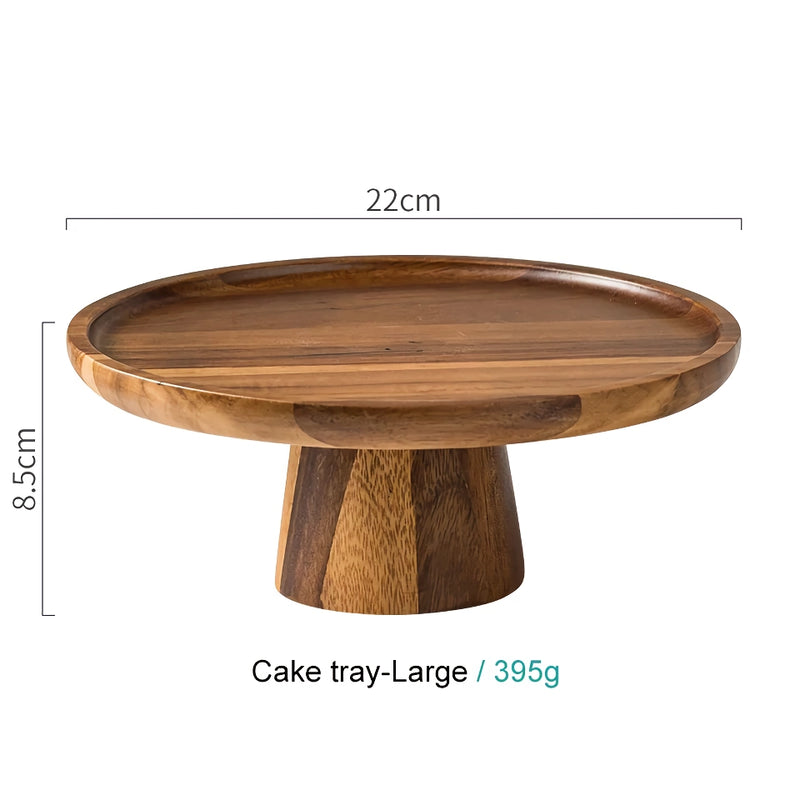 acacia wood cake plate, view 2 - MRSLM