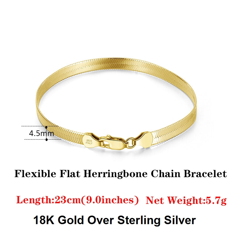 s925 silver flat snake bracelet, view 8 - MRSLM