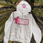 rhinestone print hooded zip cardigan, view 10 - MRSLM