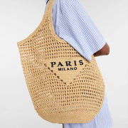plaited raffia straw bucket bag, view 10 - MRSLM