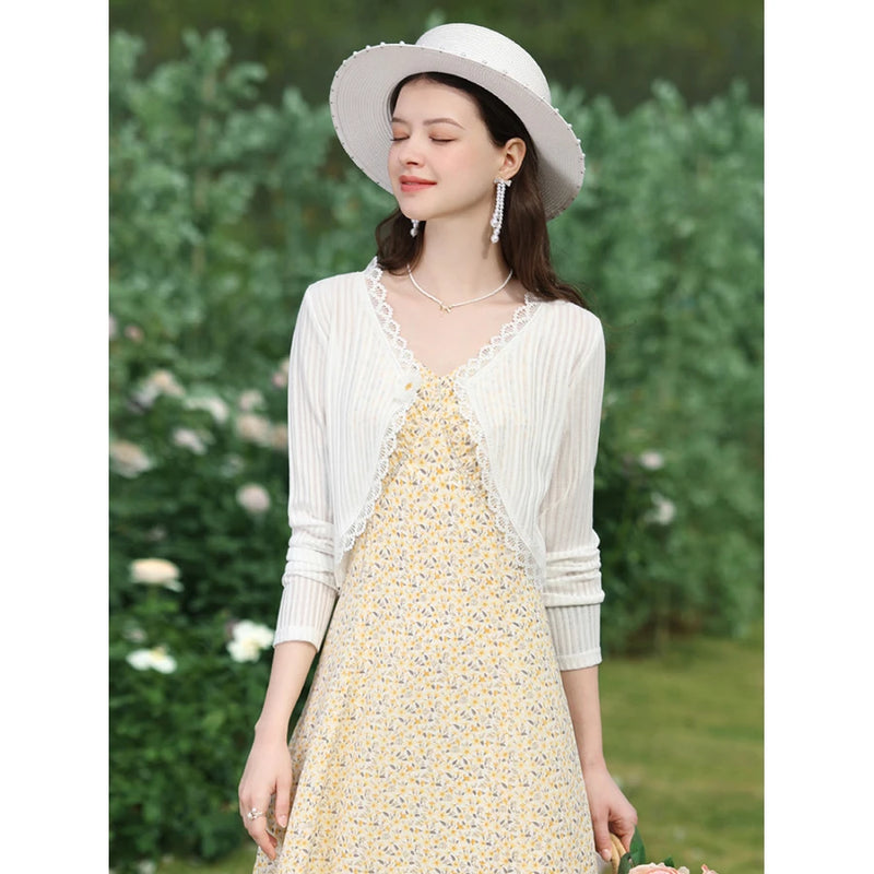 floral lace V-neck jacket, view 6 - MRSLM