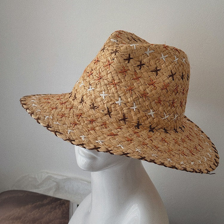 retro western straw hat, view 2 - MRSLM
