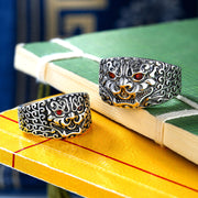 men's silver retro adjustable ring, view 2 - MRSLM