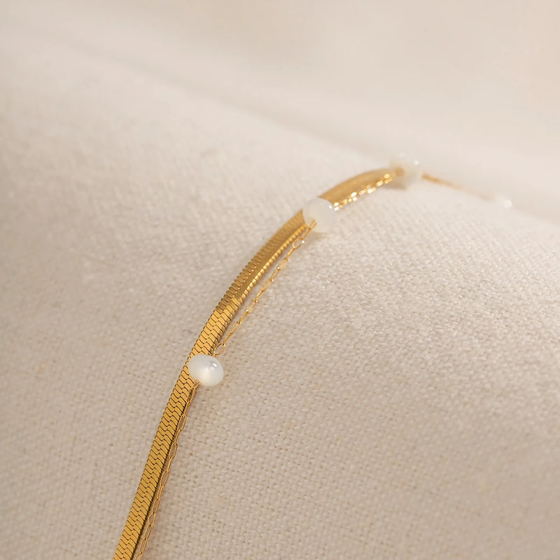 shell bead snake chain anklet, view 5 - MRSLM