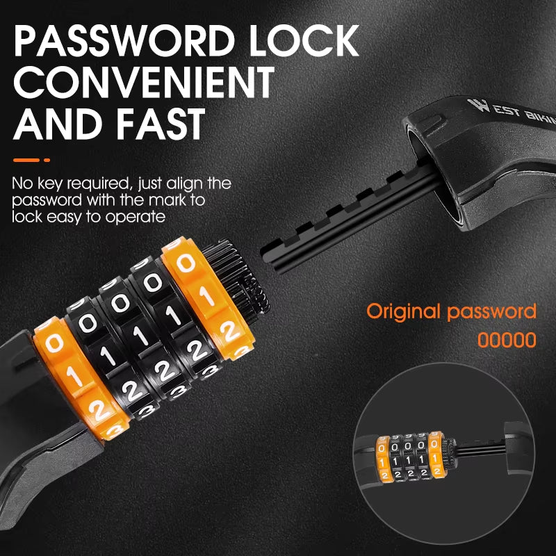 coiling bike cable lock with password, view 4 - MRSLM
