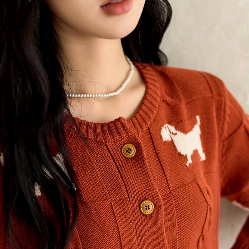 knitted dog pattern cardigan, view 5 - MRSLM