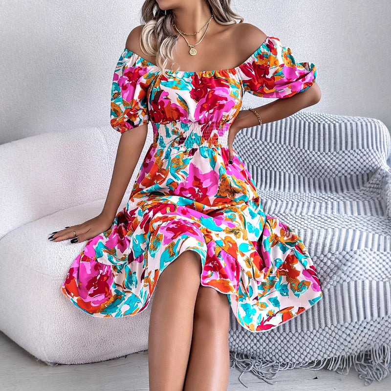 Square collar ruffle A-line dress, view 2 - MRSLM
