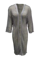 Women's open-knit long cardigan, view 6 - MRSLM