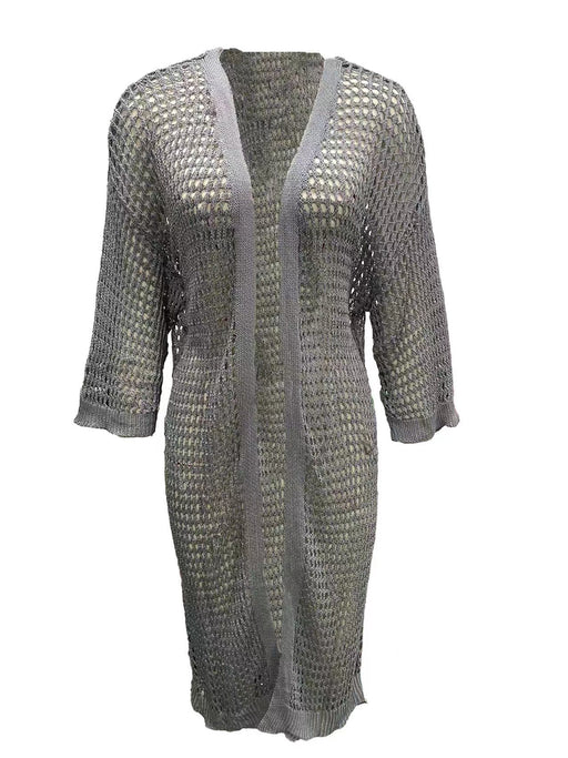 Women's open-knit long cardigan, view 6 - MRSLM