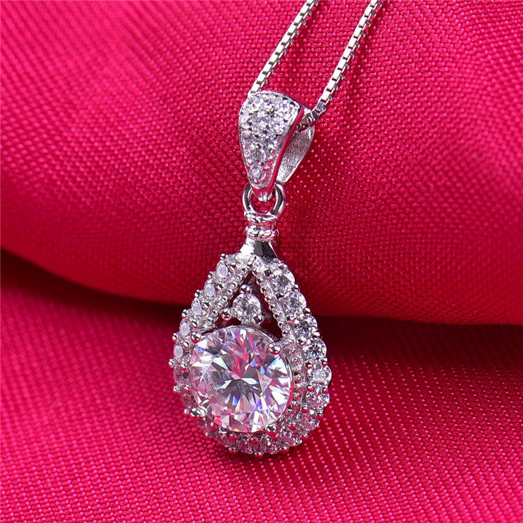 women's silver pendant necklace, view 4 - MRSLM
