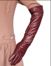 long elbow faux leather PU glove sleeves, view 2 - MRSLM