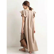 Ruffle sleeve loose long dress, view 5 - MRSLM