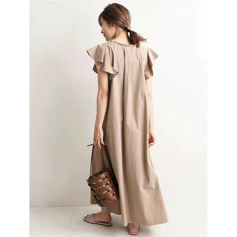 Ruffle sleeve loose long dress, view 5 - MRSLM