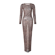 leopard print long dress, view 5 - MRSLM