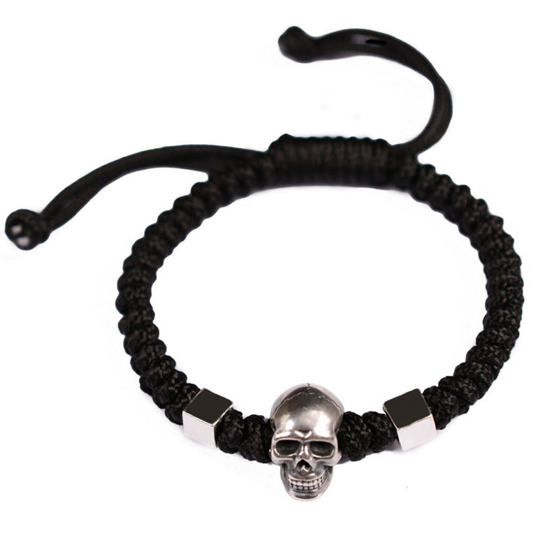 skull 999 silver handwoven bracelet, view 3 - MRSLM