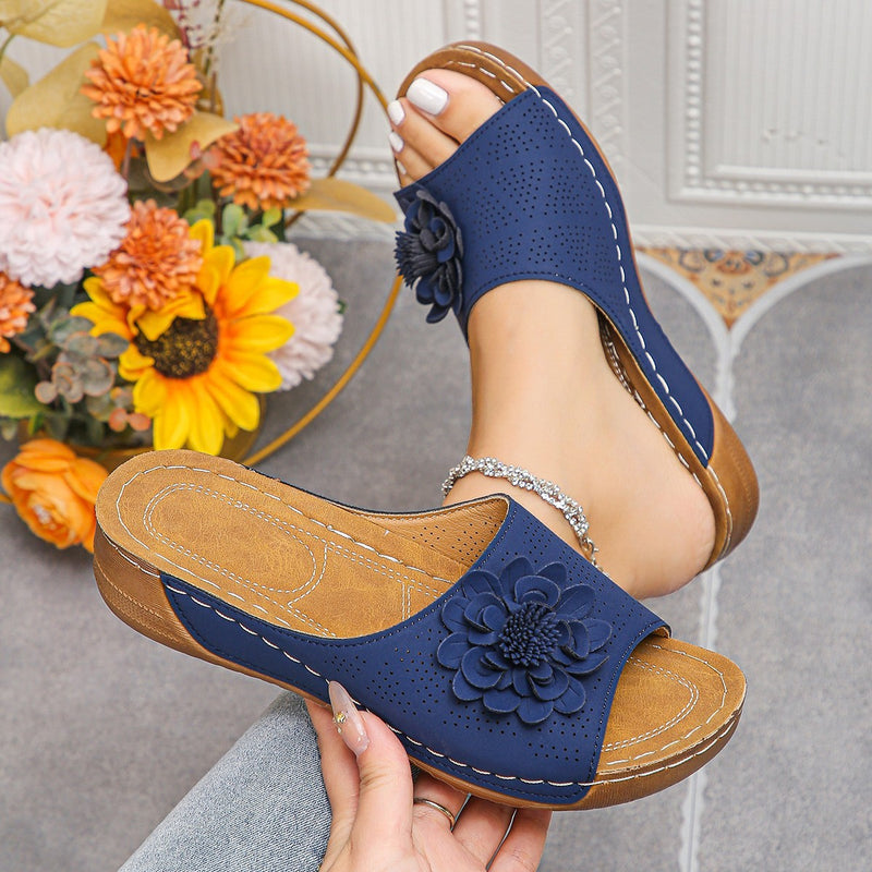 Flower hollow wedge sandals, view 6 - MRSLM