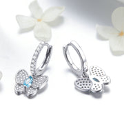 blue crystal bow stud earrings, view 3 - MRSLM
