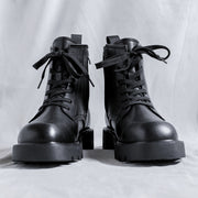 black leather ankle boots with zipper, view 6 - MRSLM