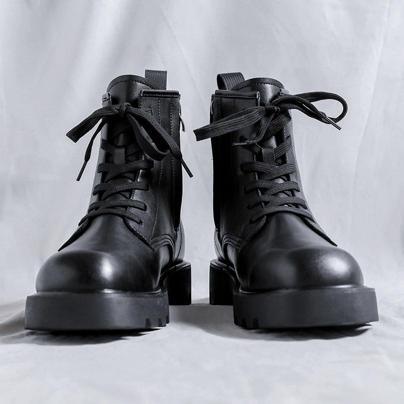 black leather ankle boots with zipper, view 6 - MRSLM