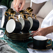 Bone china coffee mug set with tray - MRSLM