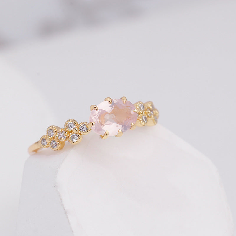 s925 silver pink crystal ring, view 5 - MRSLM