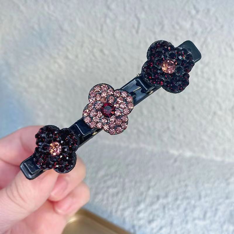 floral crystal braided hair clips, view 4 - MRSLM