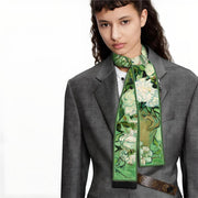 skinny silk scarf with art print, view 13 - MRSLM