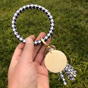 leather tiger zebra fringe bracelet, view 10 - MRSLM