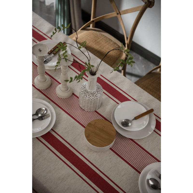 striped cotton linen tablecloth, view 4 - MRSLM
