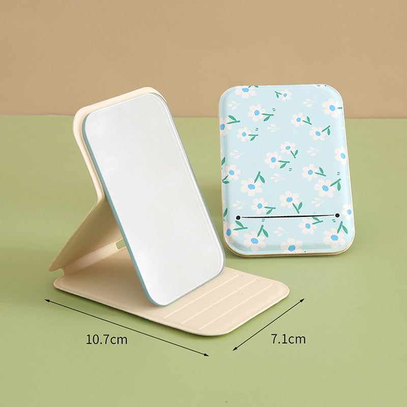 floral flip folding pocket mirror, view 3 - MRSLM
