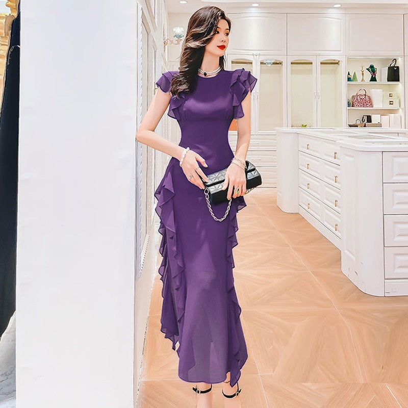 Ruffled high-waist sheath dress, view 2 - MRSLM