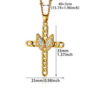 Butterfly and cross pendant necklace, view 7 - MRSLM
