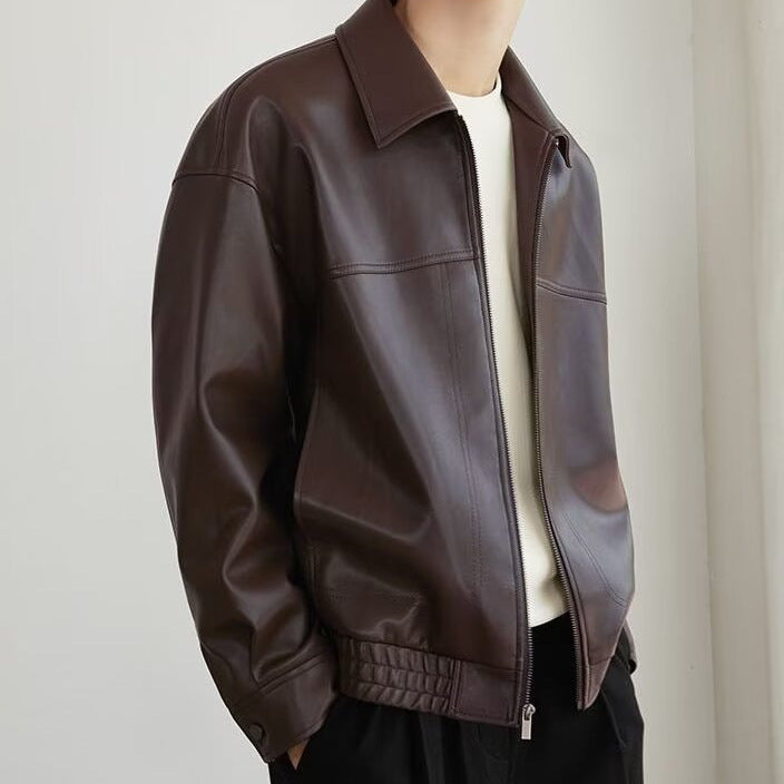 Men's Spring And Autumn Motorcycle Clothing Leather Coat