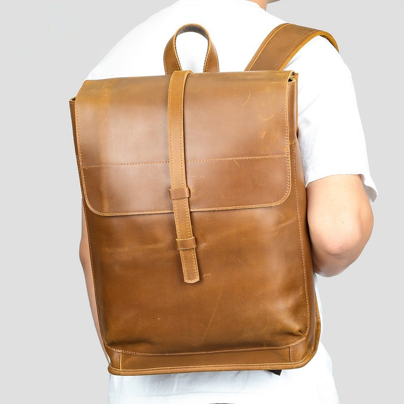 cowhide leather travel backpack - MRSLM