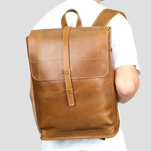 cowhide leather travel backpack - MRSLM